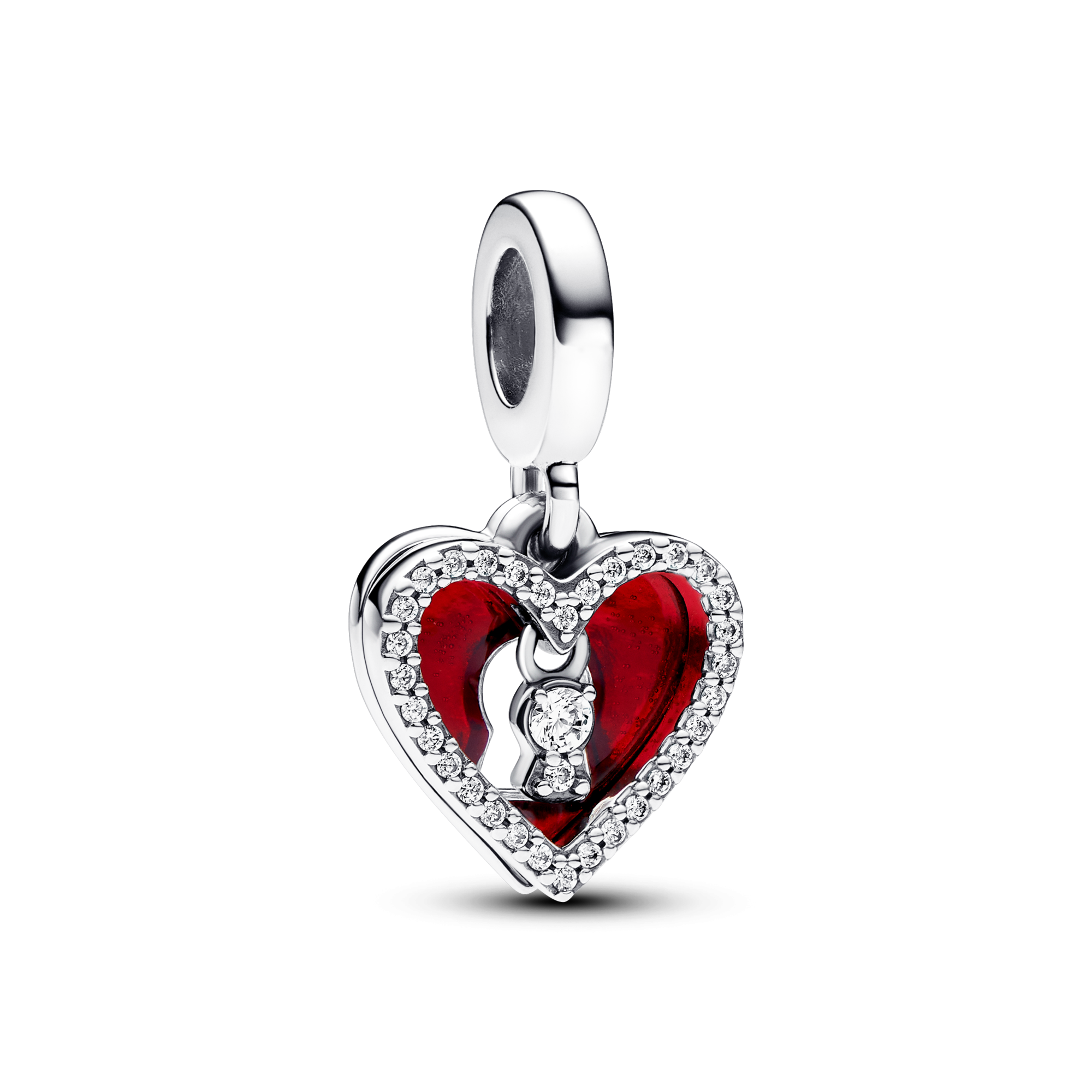 Red Heart & Keyhole Double Dangle Charm